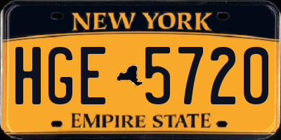 NY license plate HGE5720