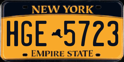 NY license plate HGE5723