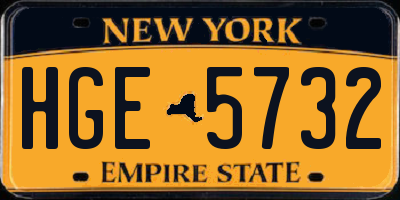 NY license plate HGE5732