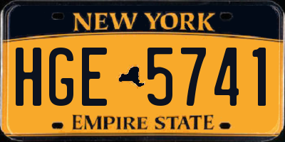 NY license plate HGE5741