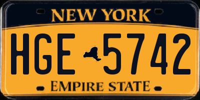 NY license plate HGE5742