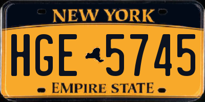 NY license plate HGE5745
