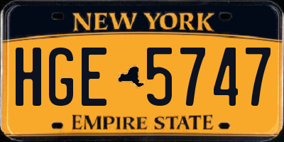 NY license plate HGE5747