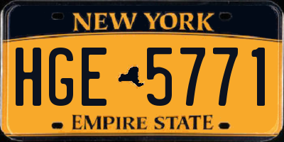 NY license plate HGE5771