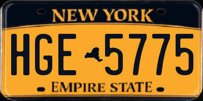 NY license plate HGE5775