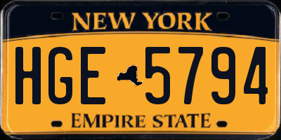 NY license plate HGE5794