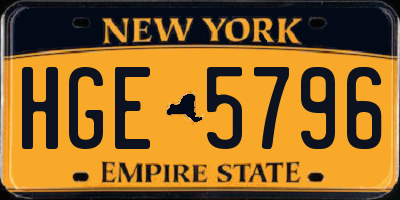 NY license plate HGE5796