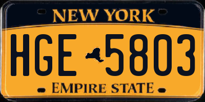 NY license plate HGE5803
