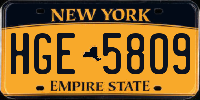 NY license plate HGE5809