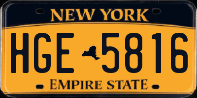 NY license plate HGE5816