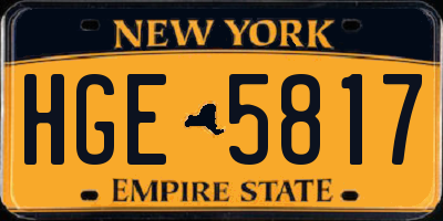 NY license plate HGE5817