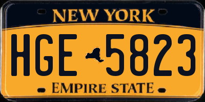 NY license plate HGE5823