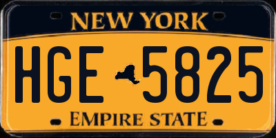 NY license plate HGE5825