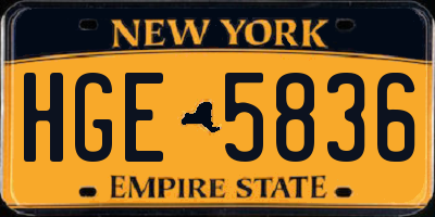 NY license plate HGE5836