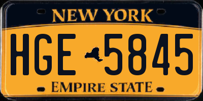 NY license plate HGE5845