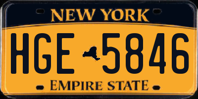 NY license plate HGE5846