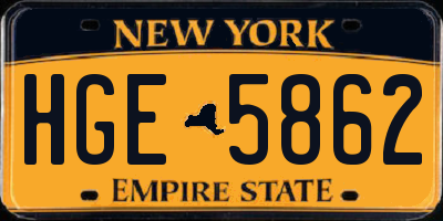 NY license plate HGE5862