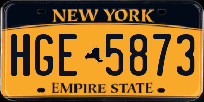 NY license plate HGE5873