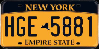 NY license plate HGE5881