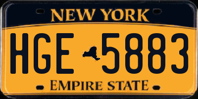 NY license plate HGE5883