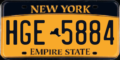 NY license plate HGE5884