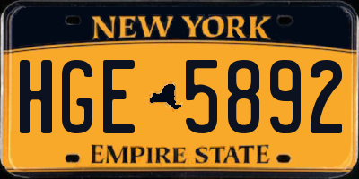 NY license plate HGE5892