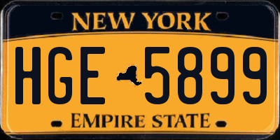 NY license plate HGE5899