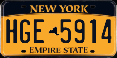 NY license plate HGE5914