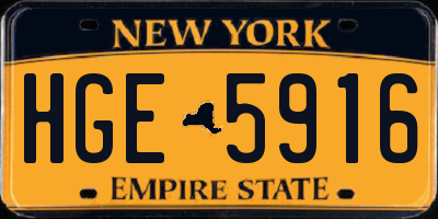 NY license plate HGE5916