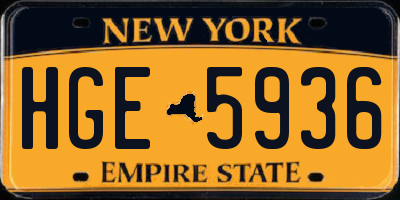 NY license plate HGE5936