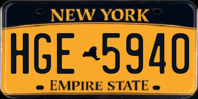 NY license plate HGE5940