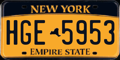 NY license plate HGE5953
