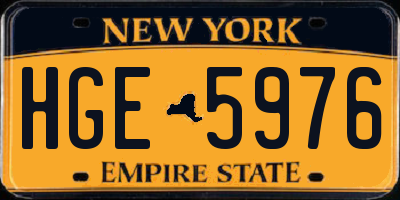 NY license plate HGE5976
