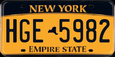 NY license plate HGE5982