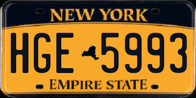 NY license plate HGE5993