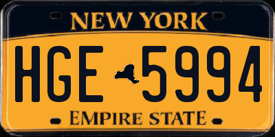 NY license plate HGE5994
