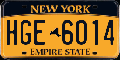 NY license plate HGE6014