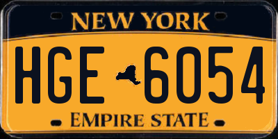 NY license plate HGE6054