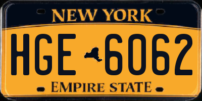 NY license plate HGE6062
