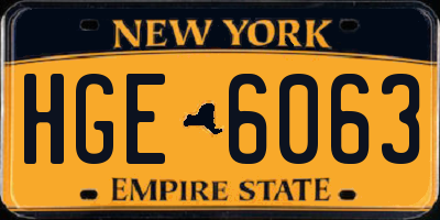 NY license plate HGE6063