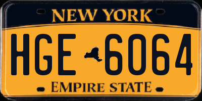 NY license plate HGE6064
