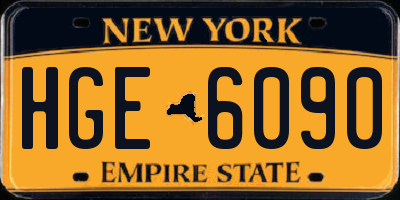 NY license plate HGE6090