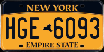 NY license plate HGE6093