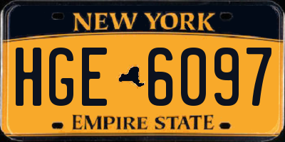 NY license plate HGE6097