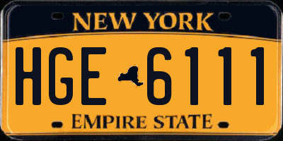 NY license plate HGE6111