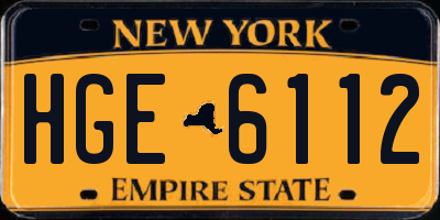 NY license plate HGE6112