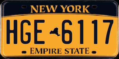 NY license plate HGE6117