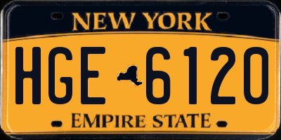 NY license plate HGE6120