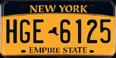 NY license plate HGE6125