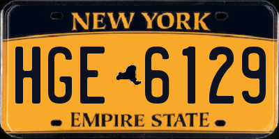 NY license plate HGE6129